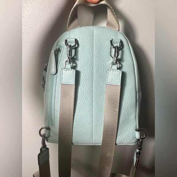 Michael Kors Slater XS Convertible Backpack Baby Blue Silver Mini Chain School - Picture 5 of 11